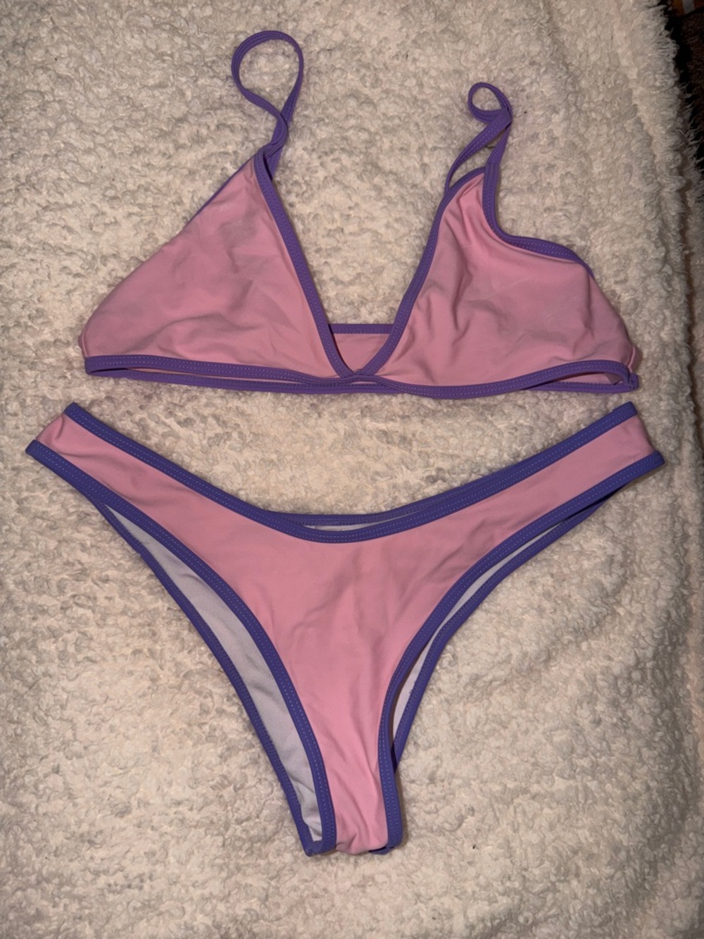 SHEIN Pink Bikini with Purple Trim